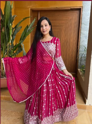 Fox Georgette Lehenga Choli with Heavy Sequence Thread Work